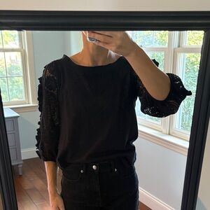 Black Anthropologie lace sleeve blouse